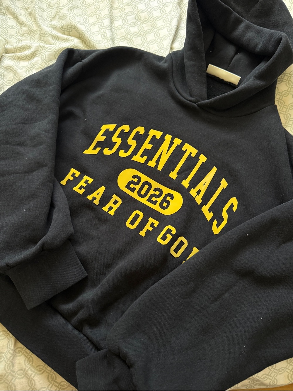 Essentials Black Hoodie with Yellow 'ESSENTIALS 2026' Logo